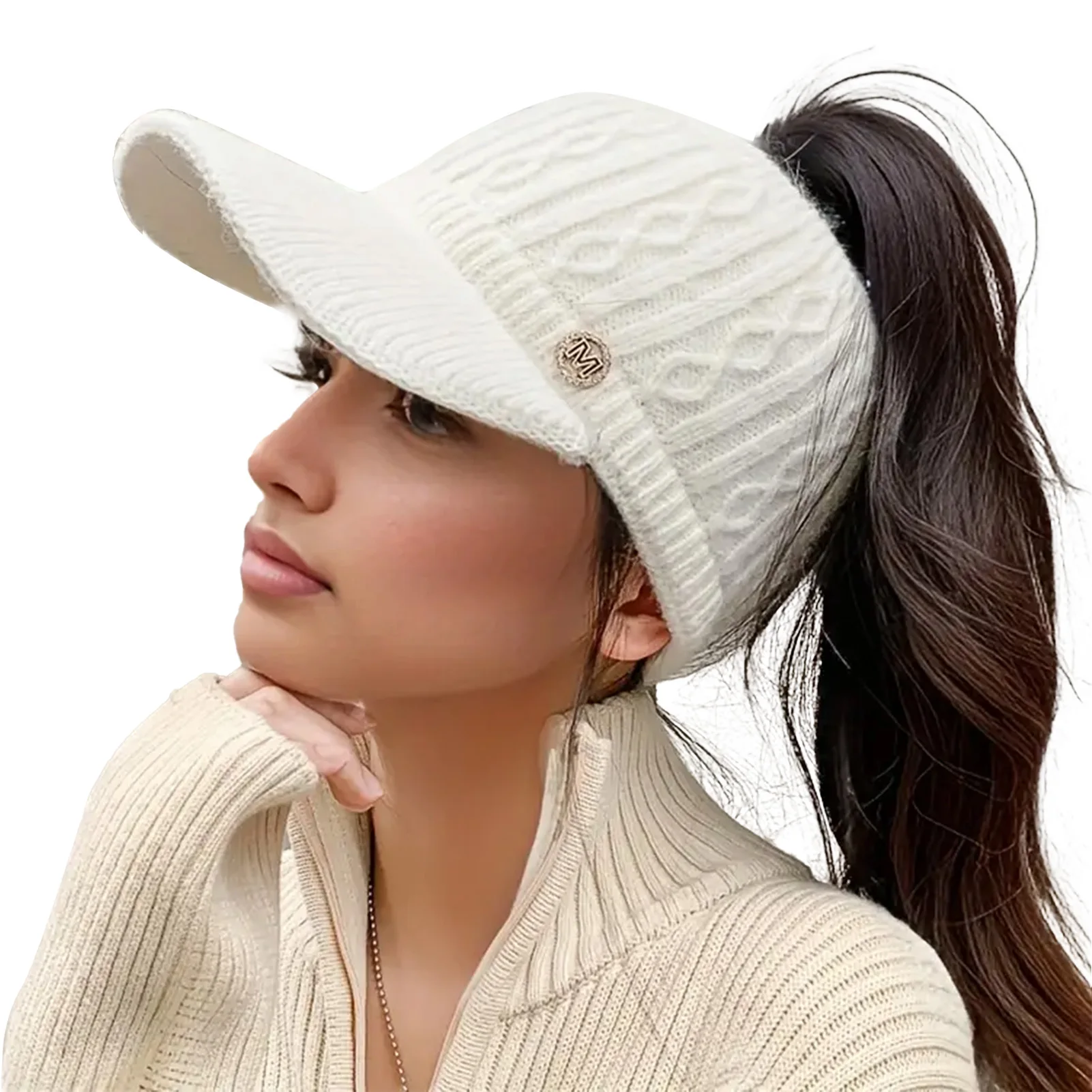 1 gorra de béisbol tejida para mujer, gorro con cola de caballo y | Accesorios de moda · Omeda.es - Imagen 3