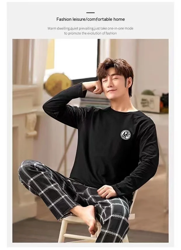 2 unids/set pijamas de hombre Otoño Invierno de manga larga moda | Ropa de hombre · Omeda.es - Imagen 4