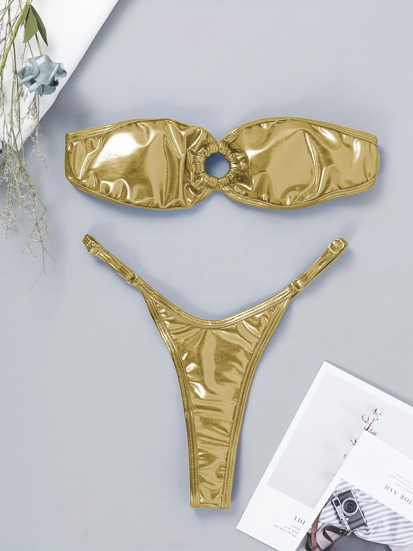 Bikini Bandeau Sexy para mujer, traje de baño con anillo de Metal | Ropa de mujer · Omeda.es - Imagen 4