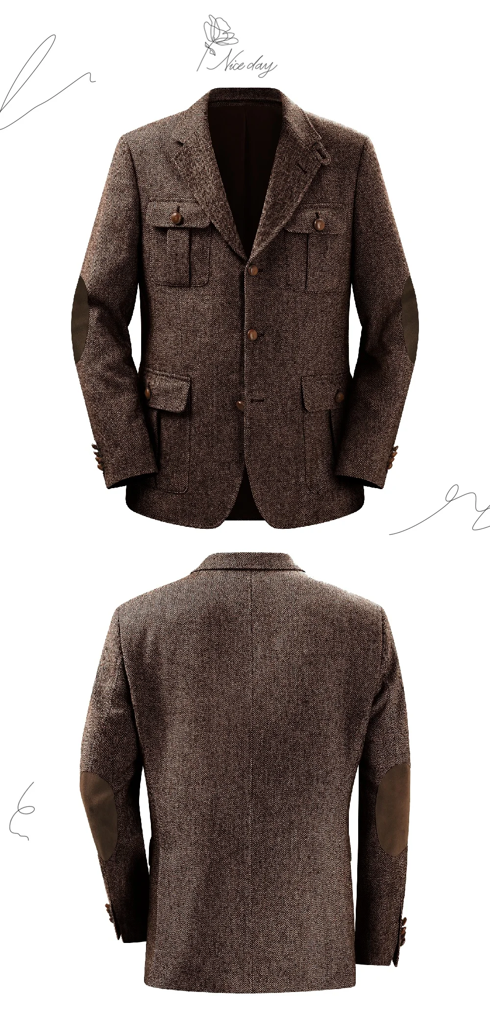 Blazer para hombre en espiga con doble botonadura, traje informal | Ropa de hombre · Omeda.es - Imagen 6