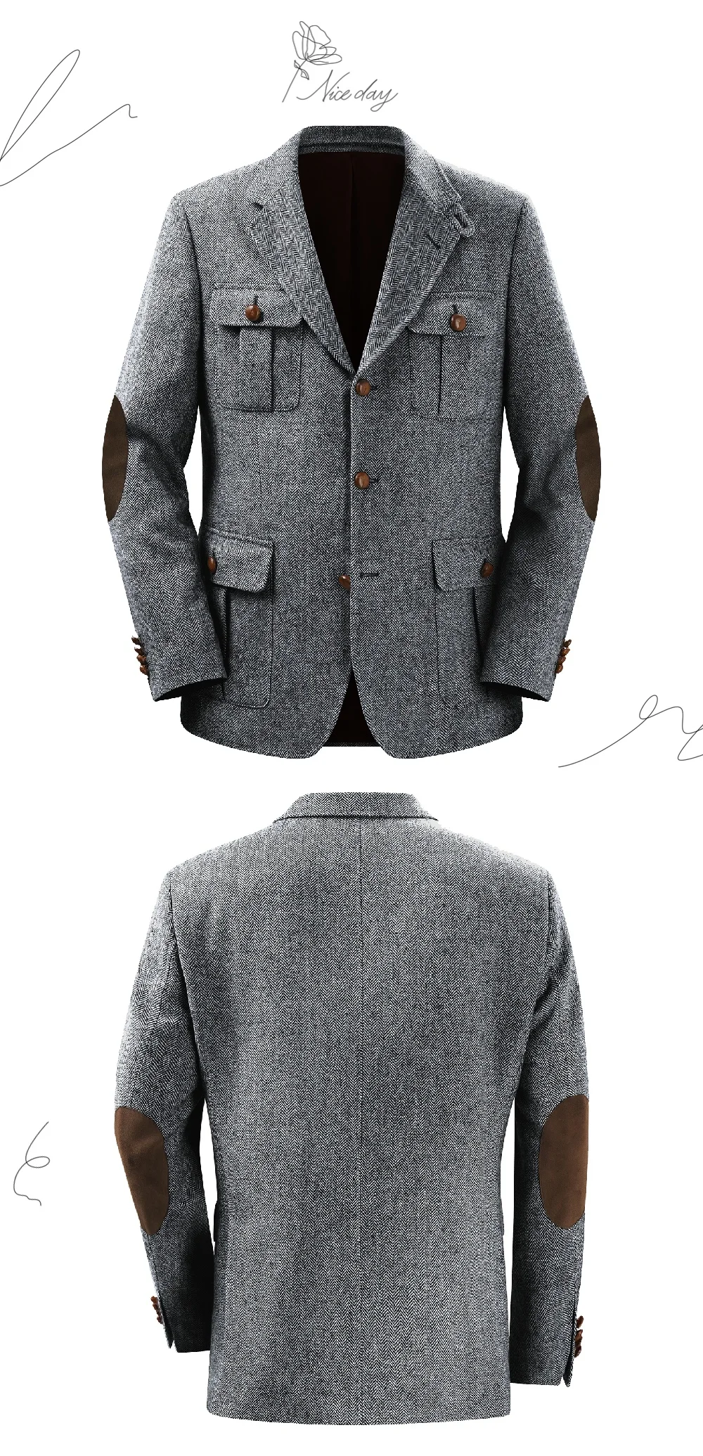 Blazer para hombre en espiga con doble botonadura, traje informal | Ropa de hombre · Omeda.es - Imagen 7