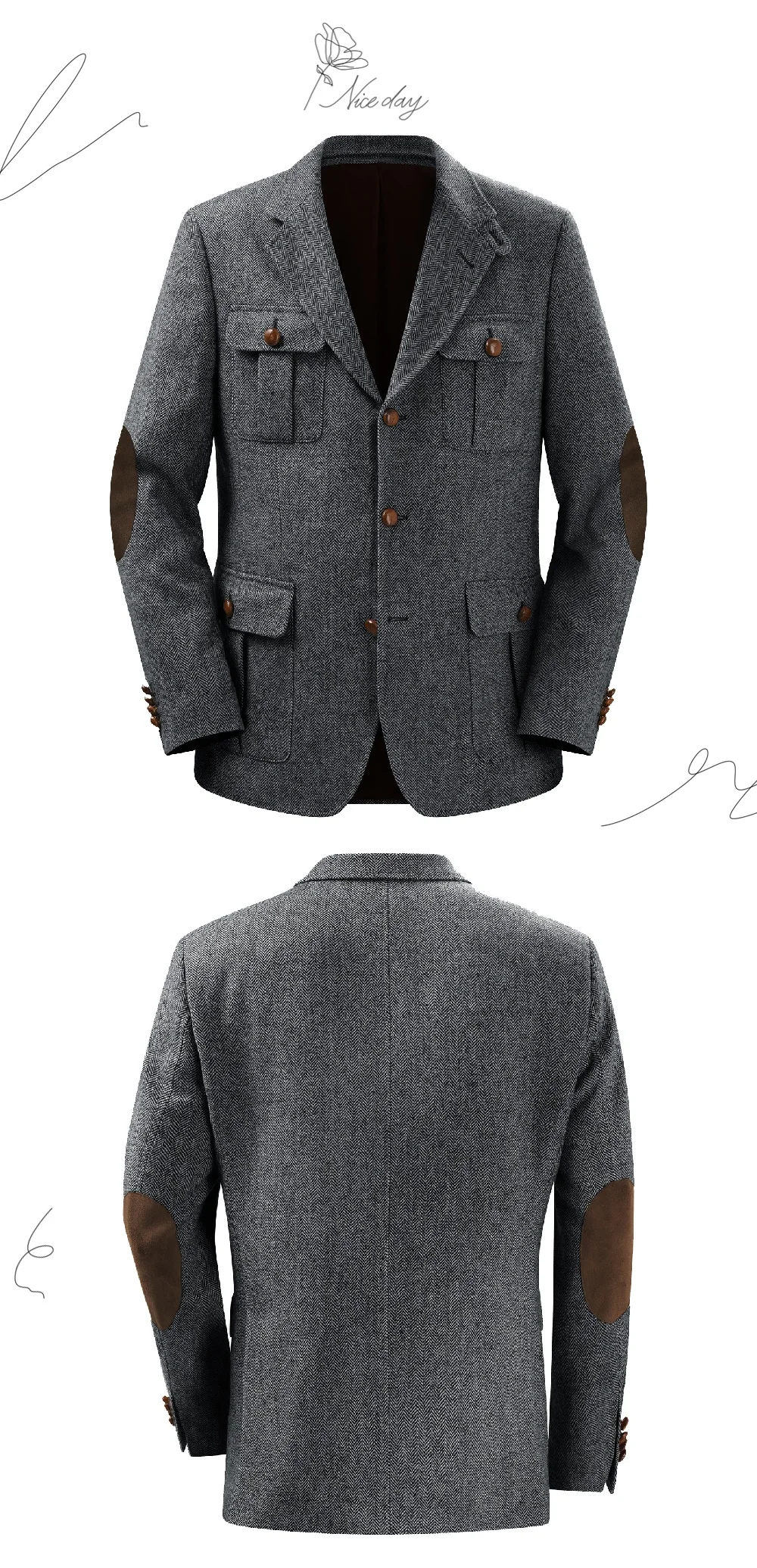 Blazer para hombre en espiga con doble botonadura, traje informal | Ropa de hombre · Omeda.es - Imagen 8