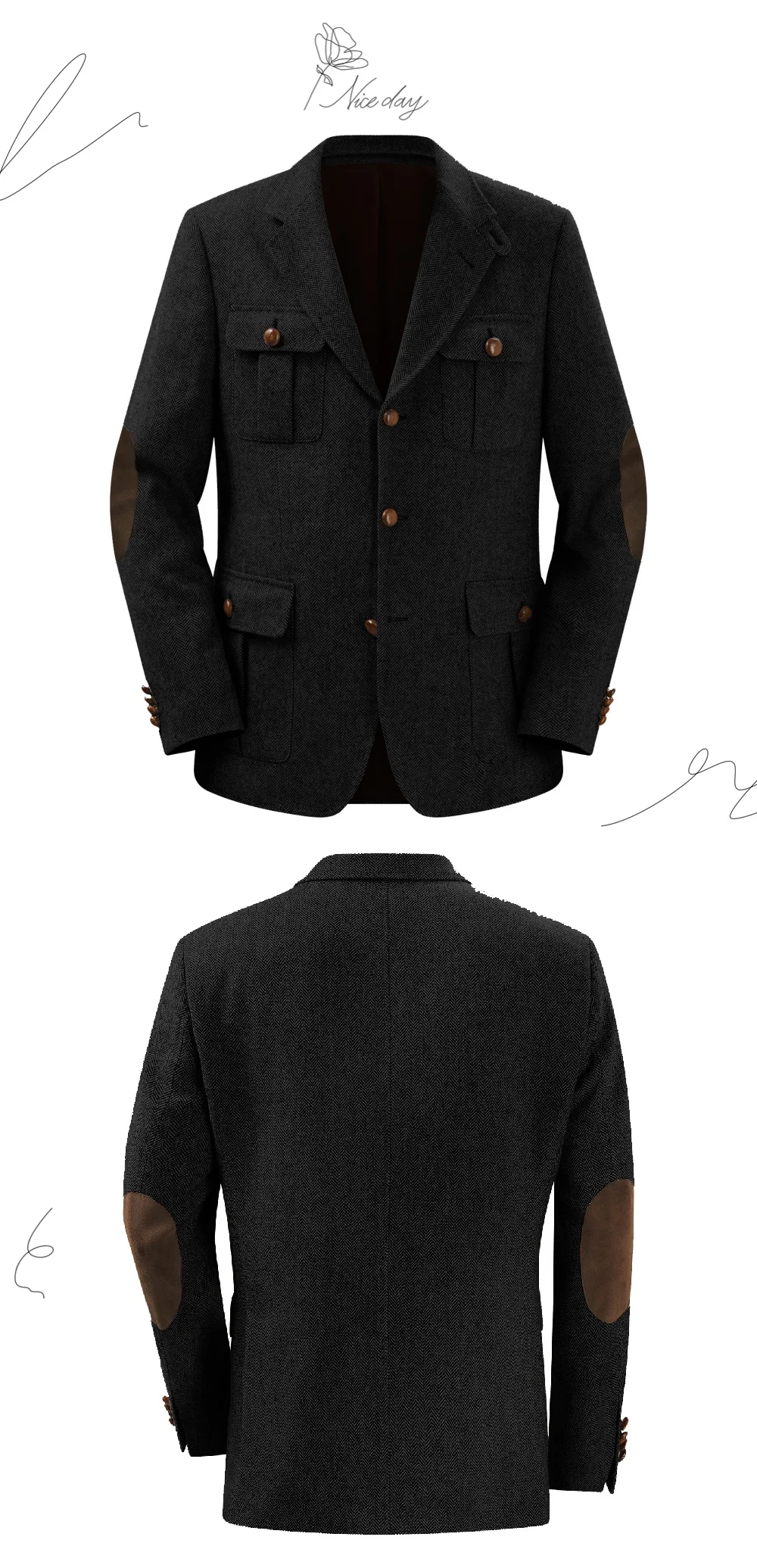 Blazer para hombre en espiga con doble botonadura, traje informal | Ropa de hombre · Omeda.es - Imagen 9