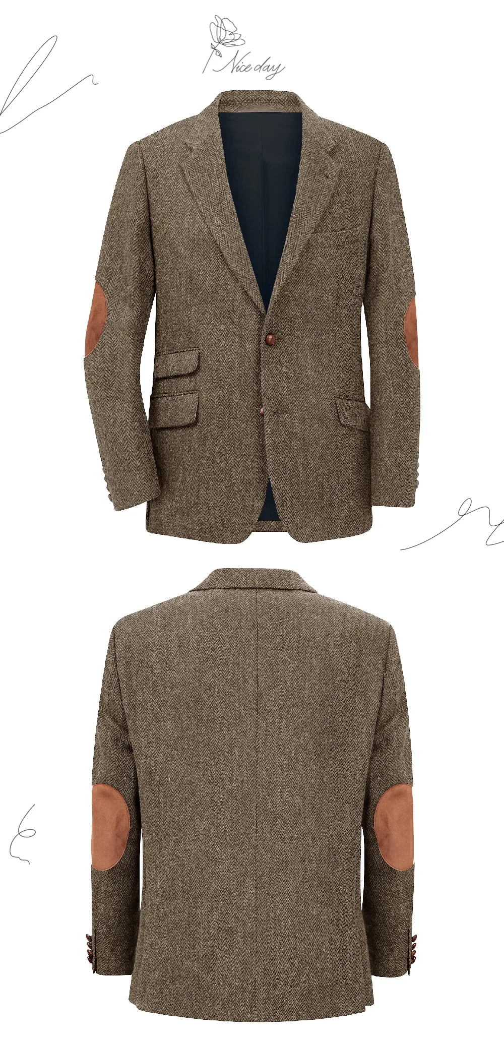 Blazer para hombre en espiga con un solo pecho, traje informal | Ropa de hombre · Omeda.es - Imagen 4