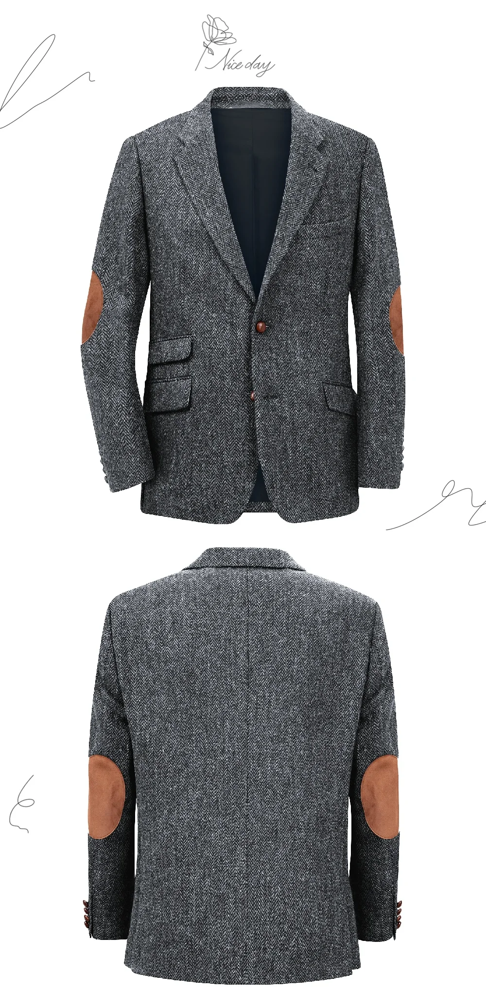 Blazer para hombre en espiga con un solo pecho, traje informal | Ropa de hombre · Omeda.es - Imagen 5