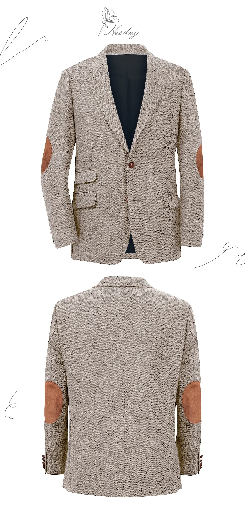 Blazer para hombre en espiga con un solo pecho, traje informal | Ropa de hombre · Omeda.es - Imagen 6