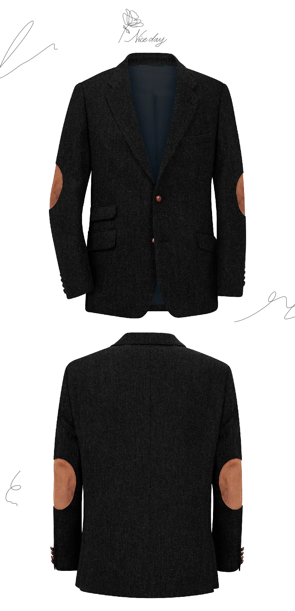 Blazer para hombre en espiga con un solo pecho, traje informal | Ropa de hombre · Omeda.es - Imagen 7