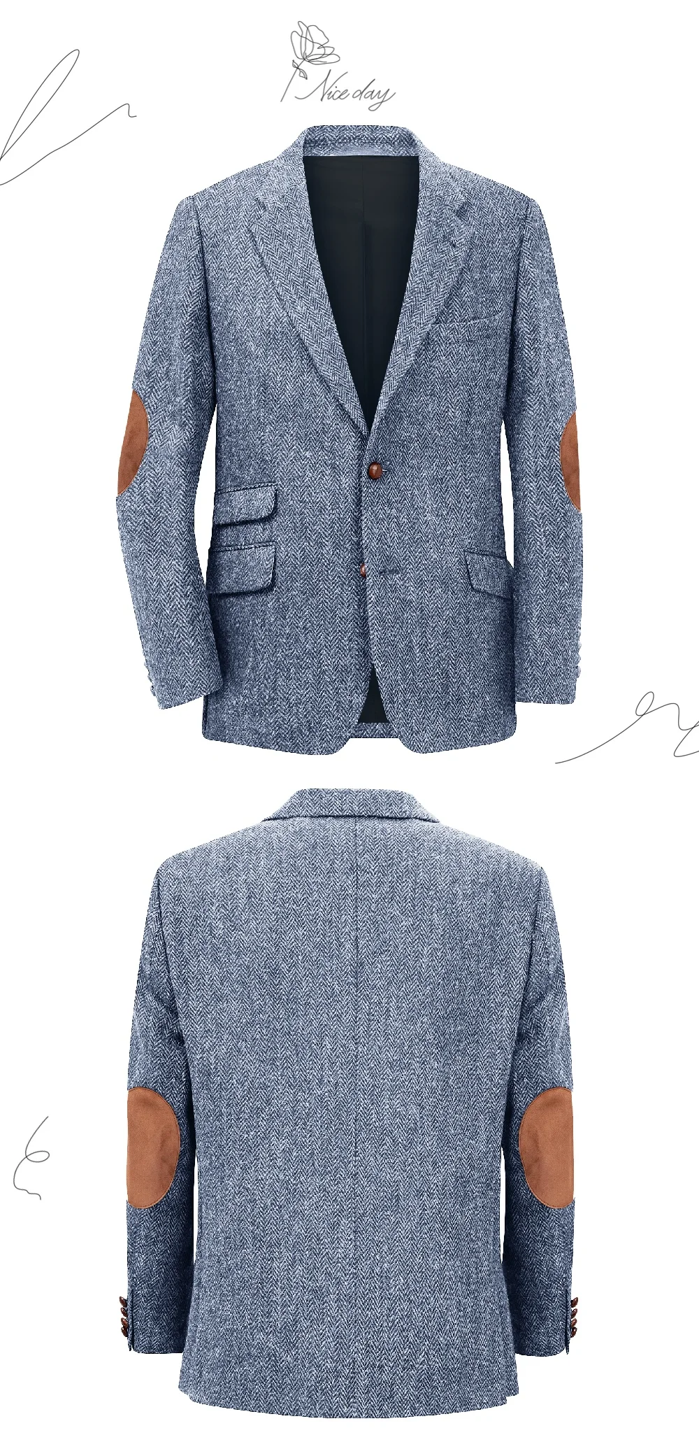 Blazer para hombre en espiga con un solo pecho, traje informal | Ropa de hombre · Omeda.es - Imagen 8
