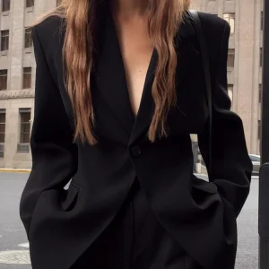 Blazer negro ajustado a la moda para mujer 2025, primavera y otoño, | Ropa de hombre · Omeda.es