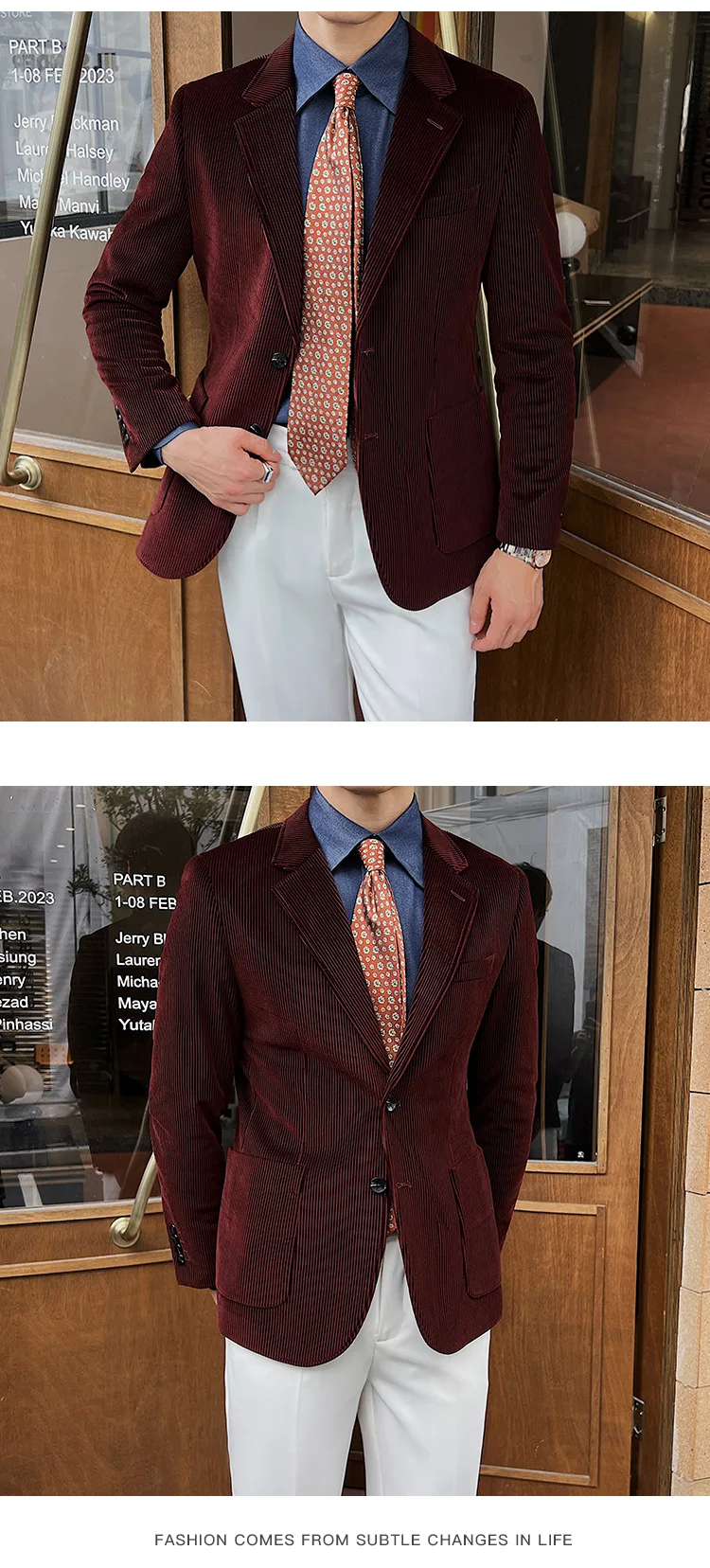 Blazer de pana para hombre, traje informal elegante con una hilera de | Ropa de hombre · Omeda.es - Imagen 10