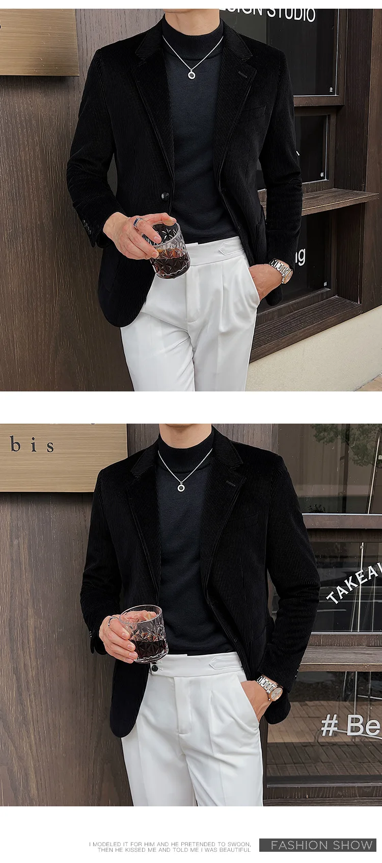 Blazer de pana para hombre, traje informal elegante con una hilera de | Ropa de hombre · Omeda.es - Imagen 6