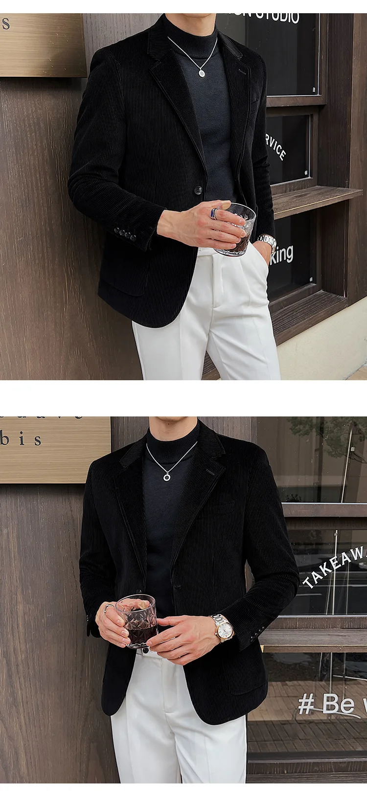 Blazer de pana para hombre, traje informal elegante con una hilera de | Ropa de hombre · Omeda.es - Imagen 7