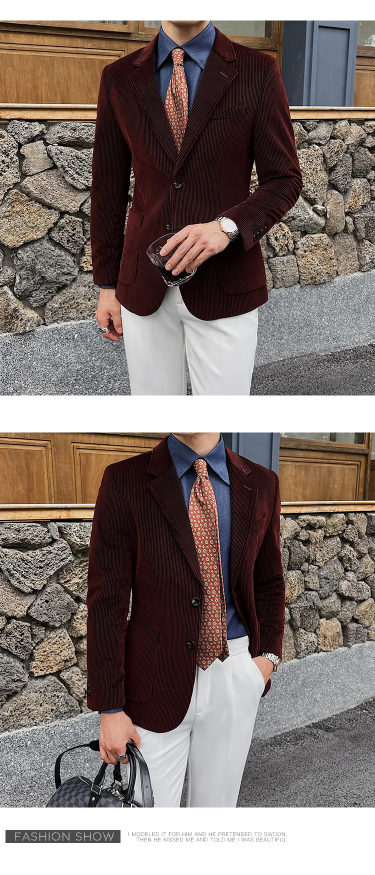 Blazer de pana para hombre, traje informal elegante con una hilera de | Ropa de hombre · Omeda.es - Imagen 9
