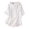 Blusa elegante para mujer, camisa con capucha de algodón y lino, | Ropa de mujer · Omeda.es