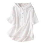Blusa elegante para mujer, camisa con capucha de algodón y lino, | Ropa de mujer · Omeda.es