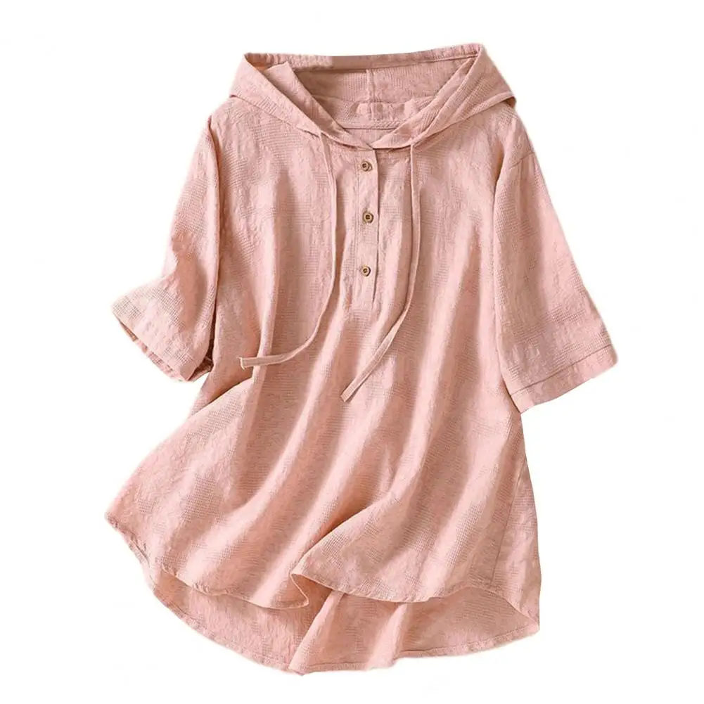 Blusa elegante para mujer, camisa con capucha de algodón y lino, | Ropa de mujer · Omeda.es - Imagen 7