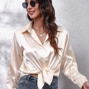 Blusa elegante de seda de imitación satinada para mujer | Ropa de mujer · Omeda.es