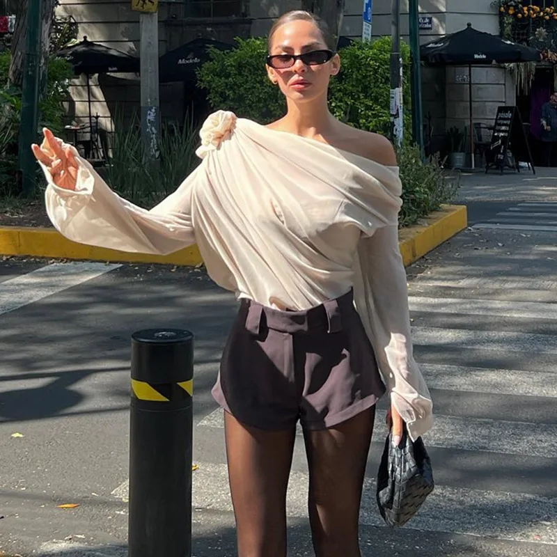 Blusa holgada de gasa para mujer, camisa con lazo de flores, cuello | Ropa de mujer · Omeda.es - Imagen 3