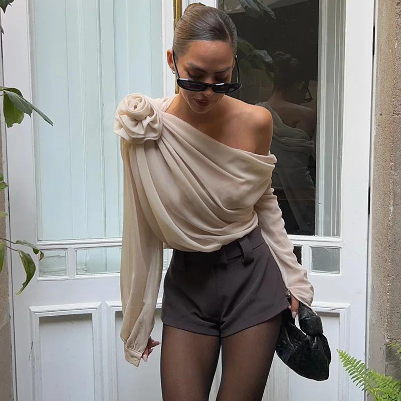 Blusa holgada de gasa para mujer, camisa con lazo de flores, cuello | Ropa de mujer · Omeda.es - Imagen 4