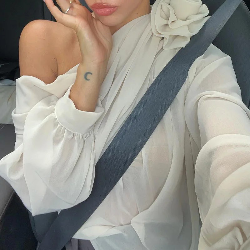 Blusa holgada de gasa para mujer, camisa con lazo de flores, cuello | Ropa de mujer · Omeda.es - Imagen 5