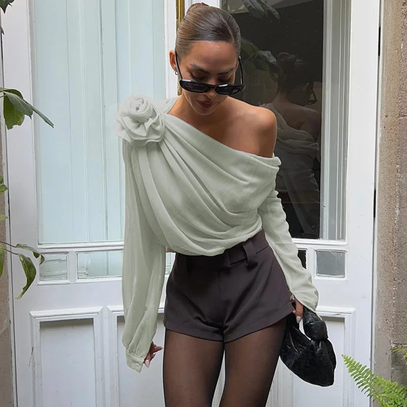 Blusa holgada de gasa para mujer, camisa con lazo de flores, cuello | Ropa de mujer · Omeda.es - Imagen 8