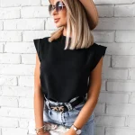 Blusa informal de manga corta para Mujer, camisa coreana lisa, | Ropa de mujer · Omeda.es