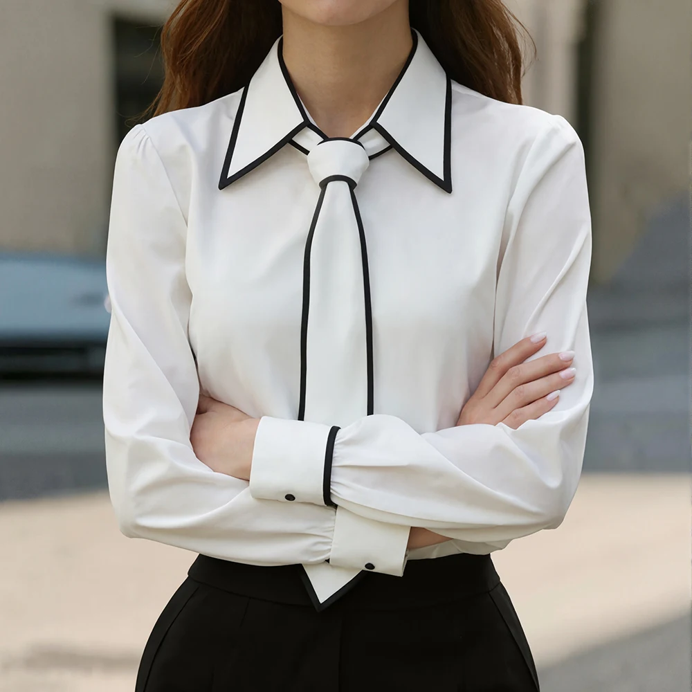 Blusa para mujer, camisa Formal con pajarita, Tops de manga larga con | Ropa de mujer · Omeda.es - Imagen 3