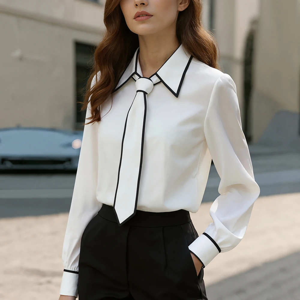 Blusa para mujer, camisa Formal con pajarita, Tops de manga larga con | Ropa de mujer · Omeda.es - Imagen 4