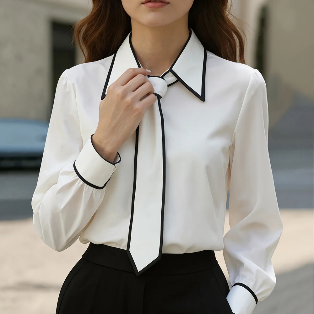 Blusa para mujer, camisa Formal con pajarita, Tops de manga larga con | Ropa de mujer · Omeda.es - Imagen 5