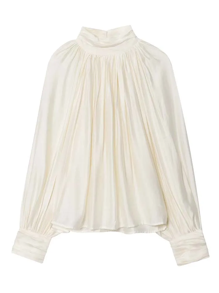 Blusa de mujer con cuello redondo, camisa holgada de manga larga, Top | Ropa de mujer · Omeda.es