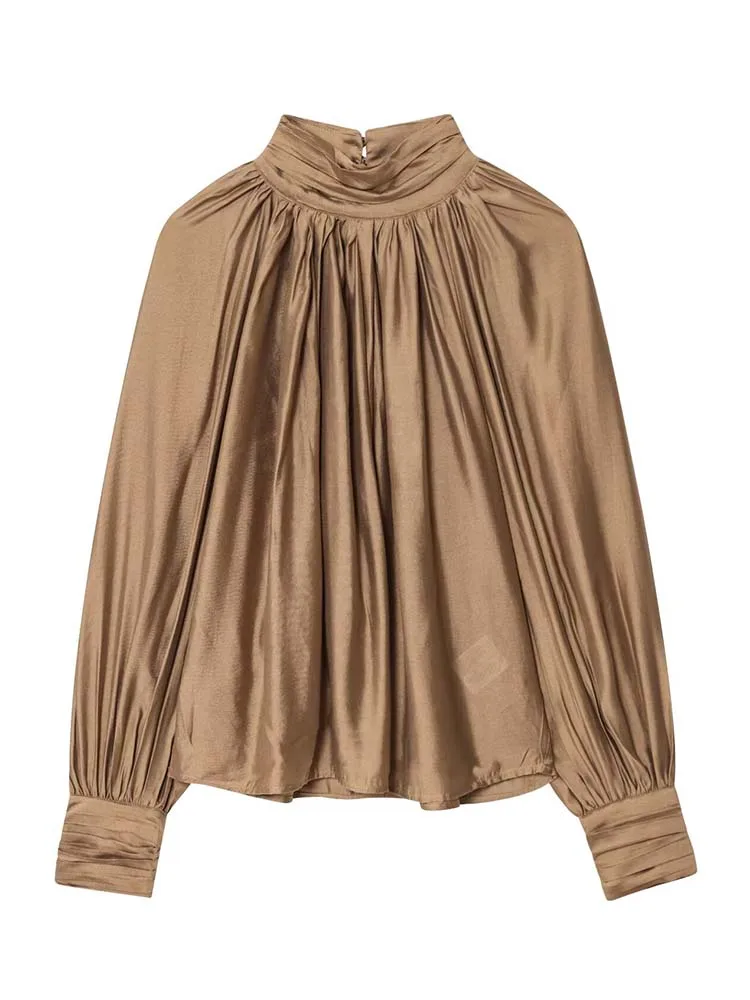 Blusa de mujer con cuello redondo, camisa holgada de manga larga, Top | Ropa de mujer · Omeda.es - Imagen 14