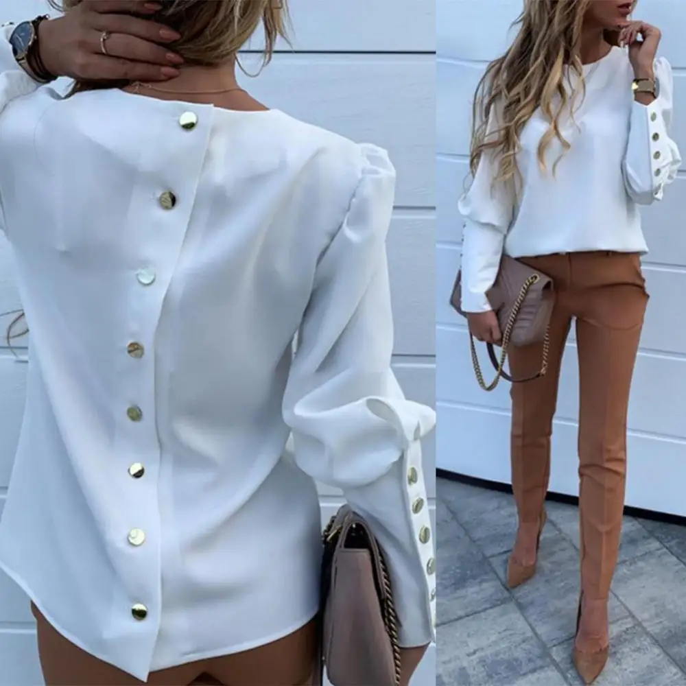 Blusa de mujer elegante Oficina señora Top botón de Metal espalda | Ropa de mujer · Omeda.es - Imagen 5