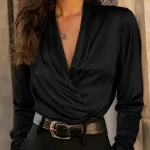 Blusa de satén para mujer, camisa de manga larga a la moda de Color | Ropa de mujer · Omeda.es