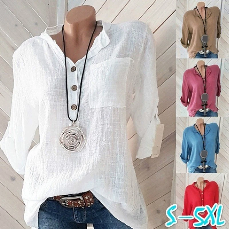 Blusas de mujer, blusa de lino y algodón, camisas de otoño, camisa | Ropa de mujer · Omeda.es - Imagen 3