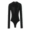 Body de encaje para mujer, Body negro recortado con cuello redondo, | Ropa de mujer · Omeda.es