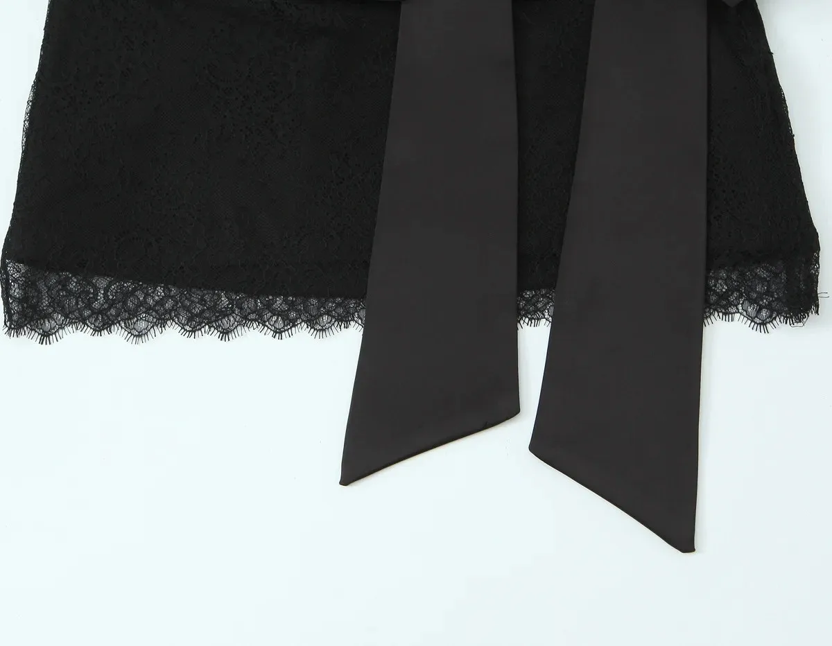 Body de encaje para mujer, Body negro recortado con cuello redondo, | Ropa de mujer · Omeda.es - Imagen 8