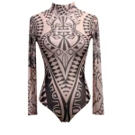 Body de malla para mujer, Body de manga larga con estampado étnico | Ropa de mujer · Omeda.es