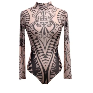 Body de malla para mujer, Body de manga larga con estampado étnico | Ropa de mujer · Omeda.es