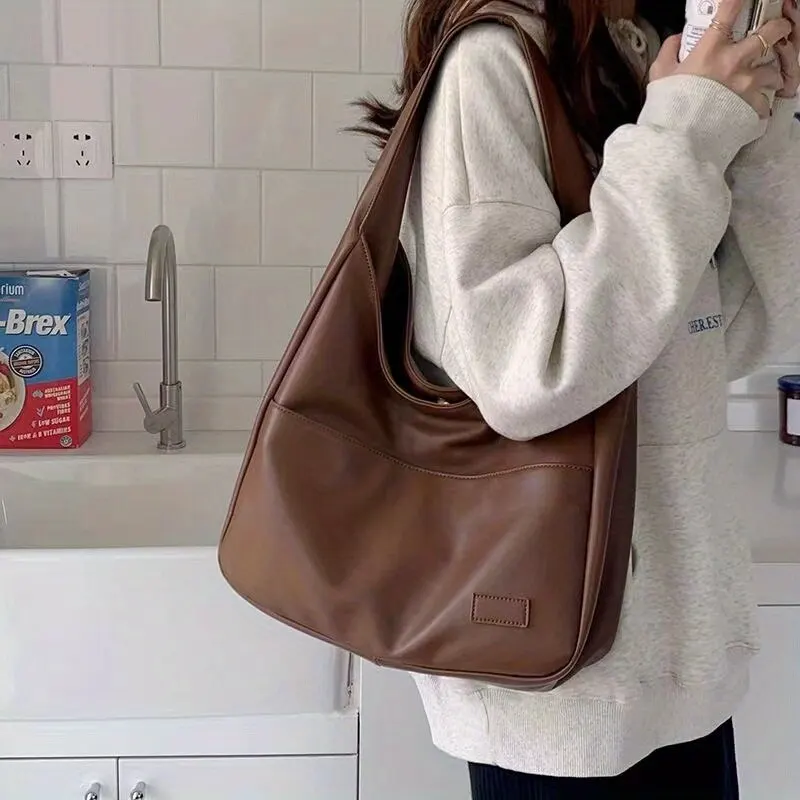 Bolso Hobo para mujer, bolso de hombro liso de cuero PU Simple, bolso | Accesorios de moda · Omeda.es