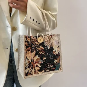 Bolso de mano portátil estilo Ins para mujer, bolso de lino, bolsos | Accesorios de moda · Omeda.es