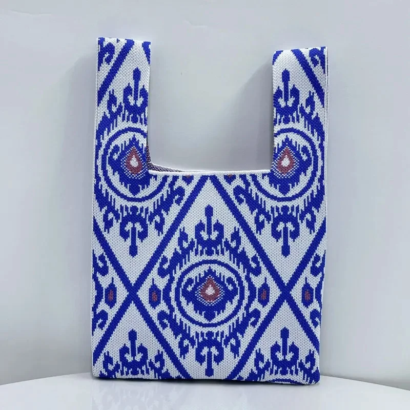 Bolso de mano tejido a la moda para mujer, bolso de mano con patrón | Accesorios de moda · Omeda.es