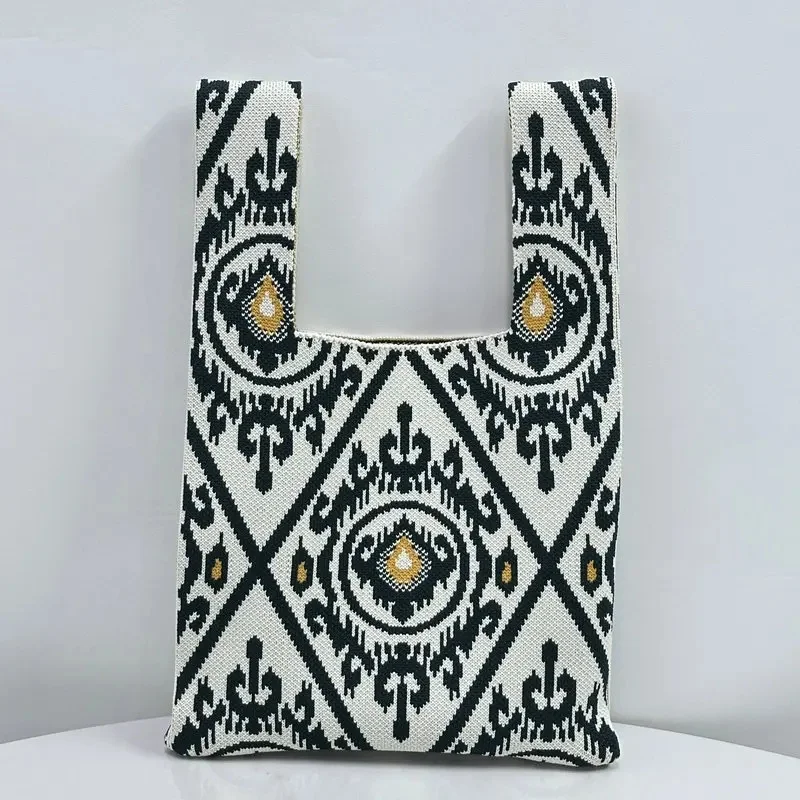 Bolso de mano tejido a la moda para mujer, bolso de mano con patrón | Accesorios de moda · Omeda.es - Imagen 14