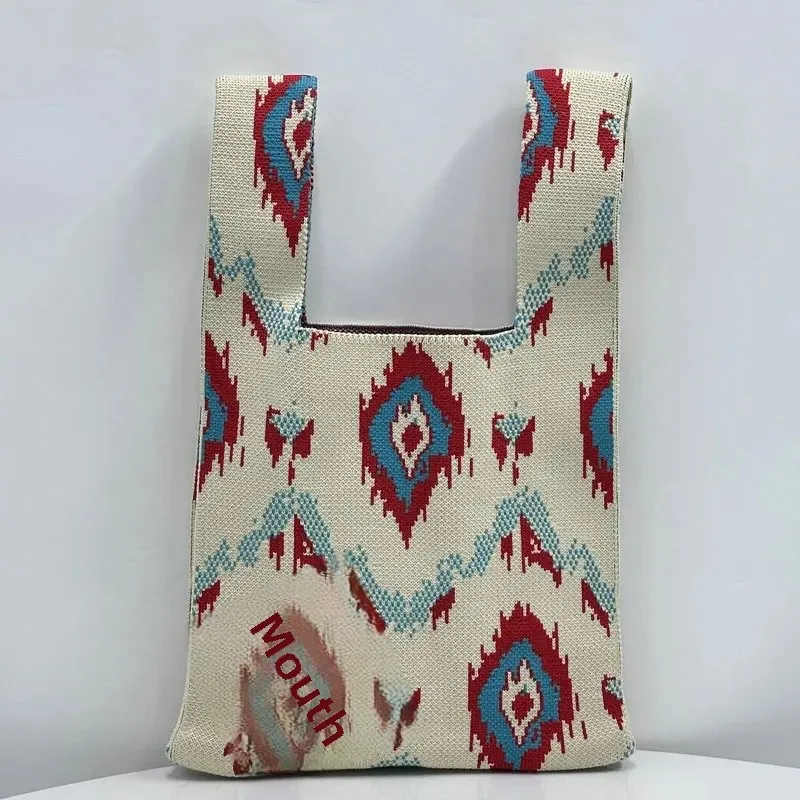 Bolso de mano tejido a la moda para mujer, bolso de mano con patrón | Accesorios de moda · Omeda.es - Imagen 24