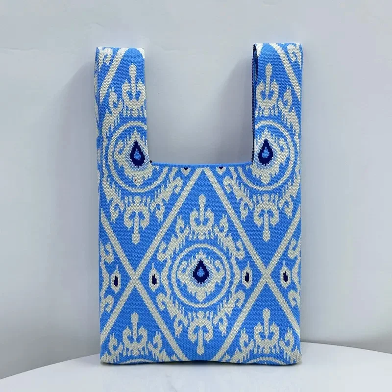 Bolso de mano tejido a la moda para mujer, bolso de mano con patrón | Accesorios de moda · Omeda.es - Imagen 5