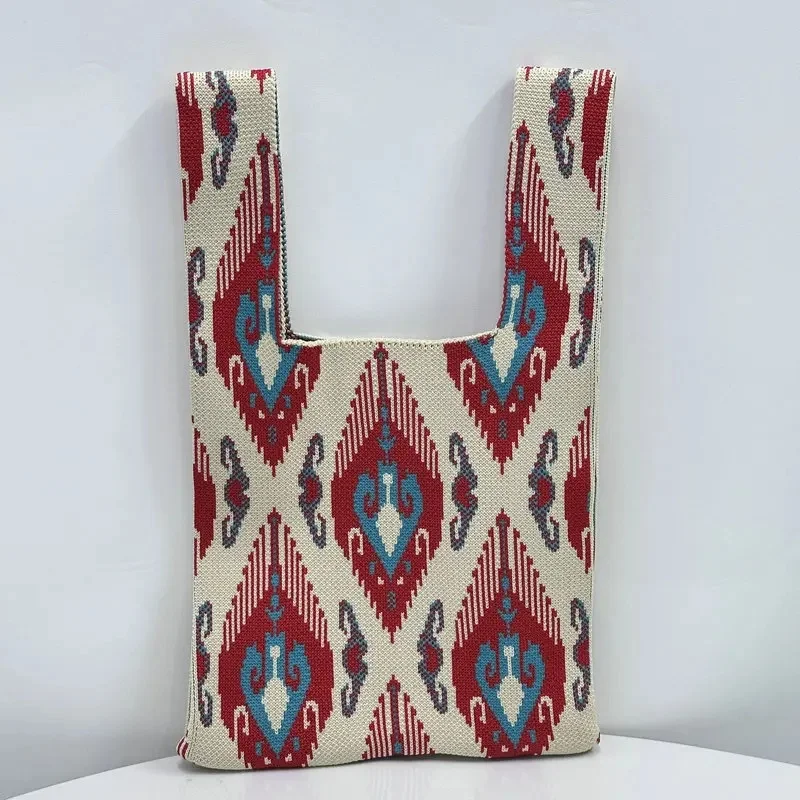 Bolso de mano tejido a la moda para mujer, bolso de mano con patrón | Accesorios de moda · Omeda.es - Imagen 9