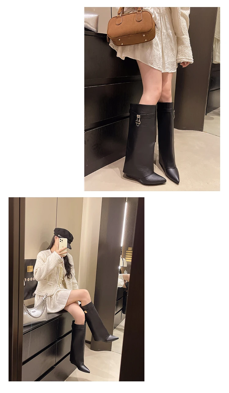 Botas altas para Mujer, zapatos de punta estrecha a la moda, zapatos | Zapatos y calzado · Omeda.es - Imagen 9