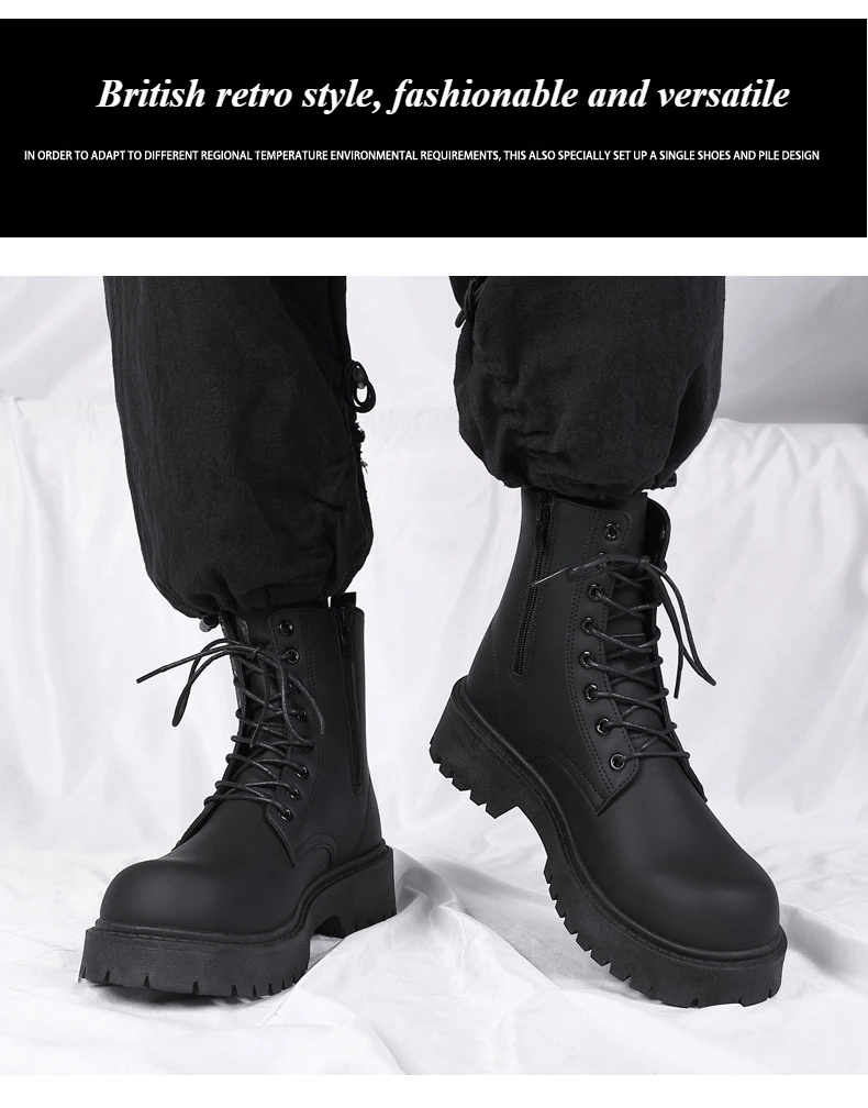 Botas de cuero negro para hombre, plataforma alta con cordones, botas | Zapatos y calzado · Omeda.es - Imagen 15