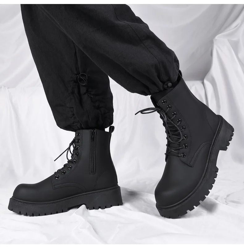 Botas de cuero negro para hombre, plataforma alta con cordones, botas | Zapatos y calzado · Omeda.es - Imagen 17