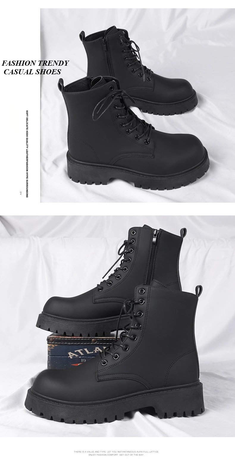 Botas de cuero negro para hombre, plataforma alta con cordones, botas | Zapatos y calzado · Omeda.es - Imagen 19