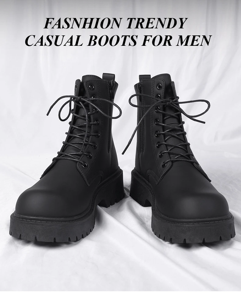 Botas de cuero negro para hombre, plataforma alta con cordones, botas | Zapatos y calzado · Omeda.es - Imagen 5